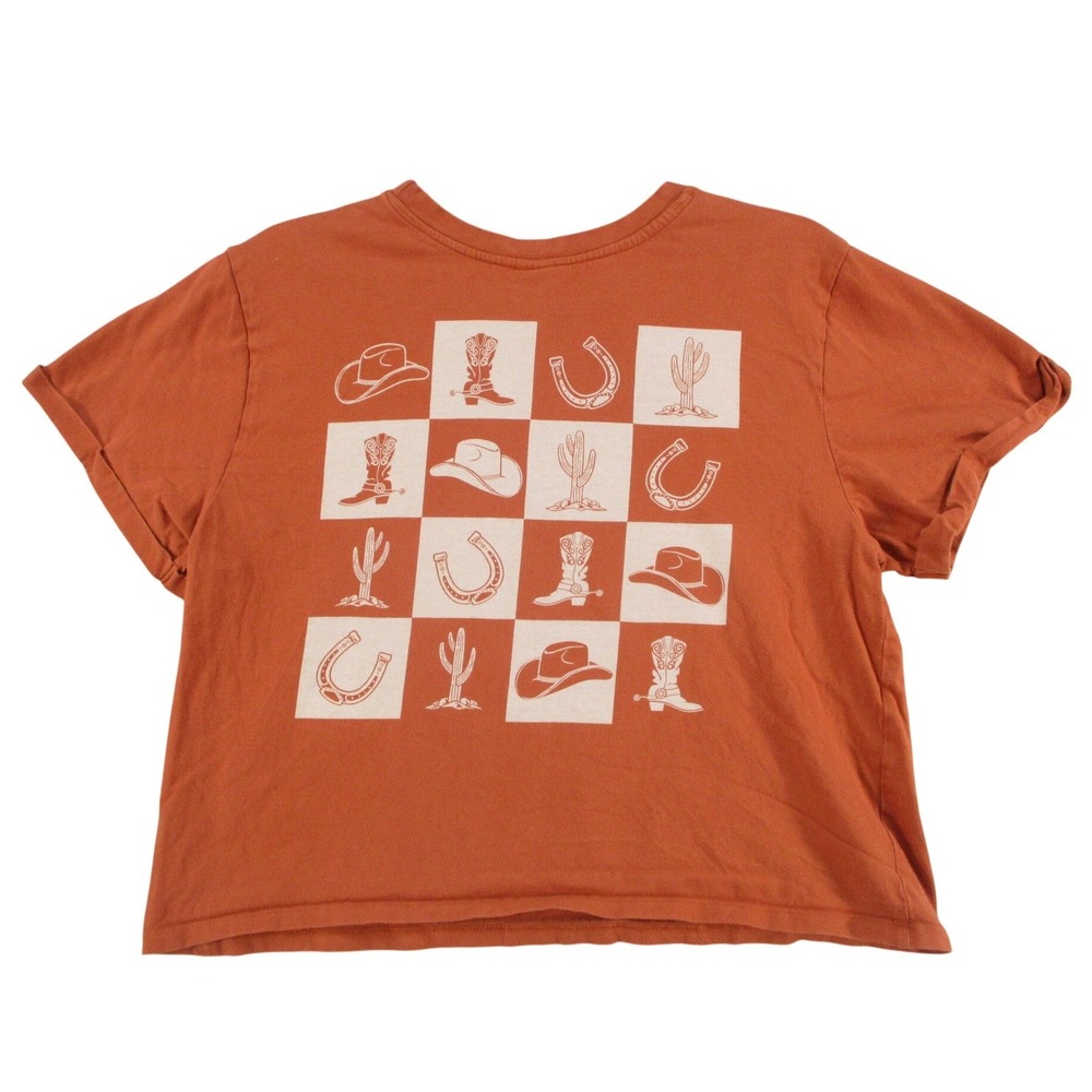 Darling Blue Howdy Y'all Rust Orange Graphic T-Shirt XL Western Cowboy Theme